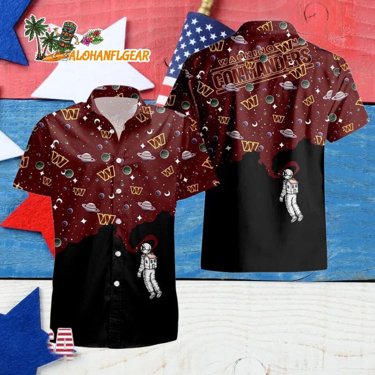 Washington Football Team Universal Astronaut Pattern Hawaiian Shirt Washington Commanders Aloha Shirt 4