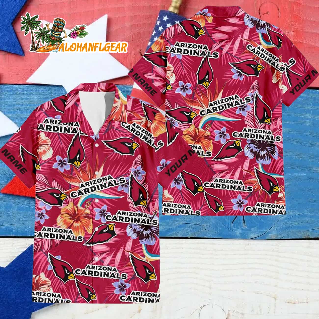 Arizona Cardinals Football Team Flower Summer Design Custom Name Hawaiian Shirt Arizona Cardinals Football Team Flower Summer Design Custom Name Hawaiian Shirt