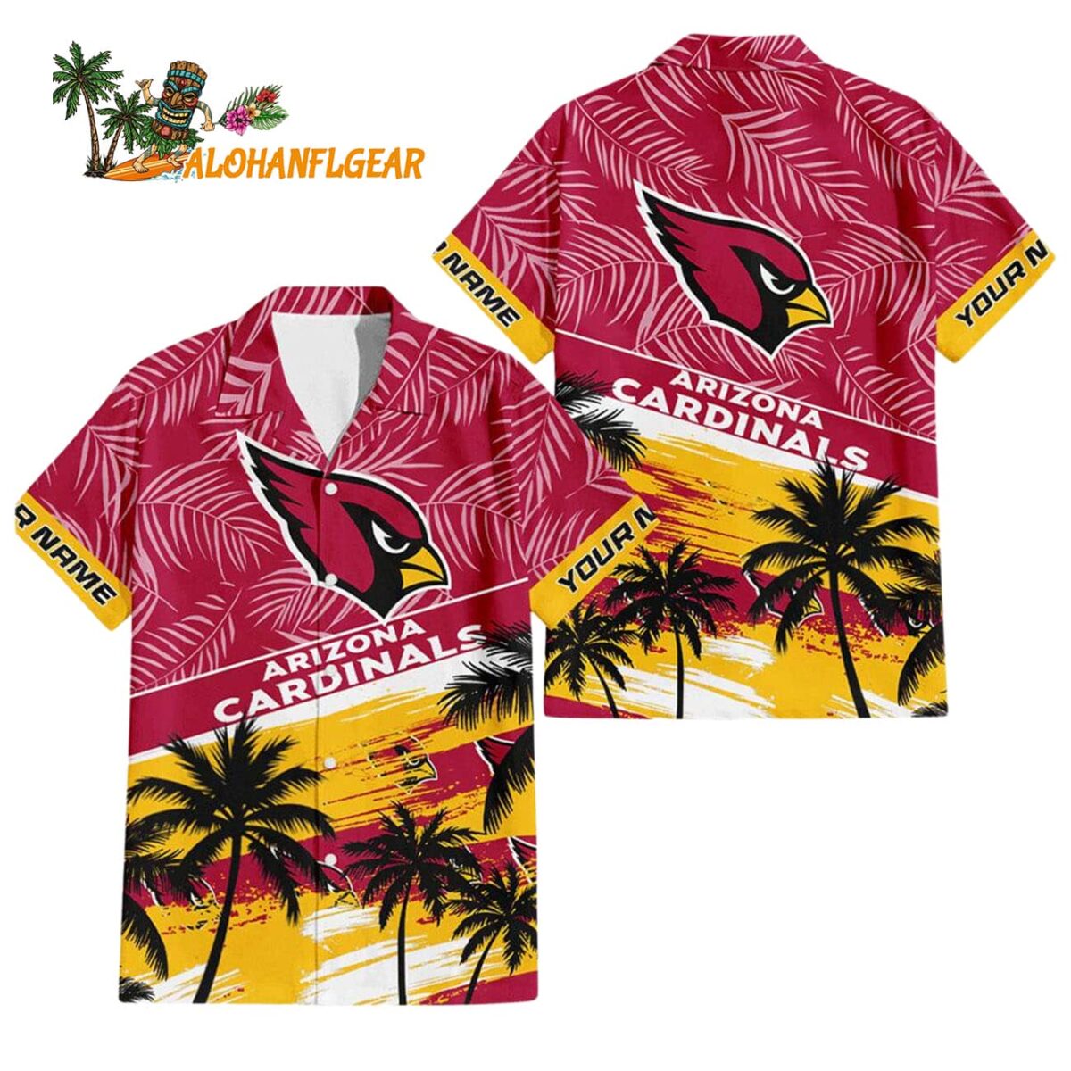Arizona Cardinals Palm Tree Tropical Trendy Football Custom Name Hawaiian Shirt 1