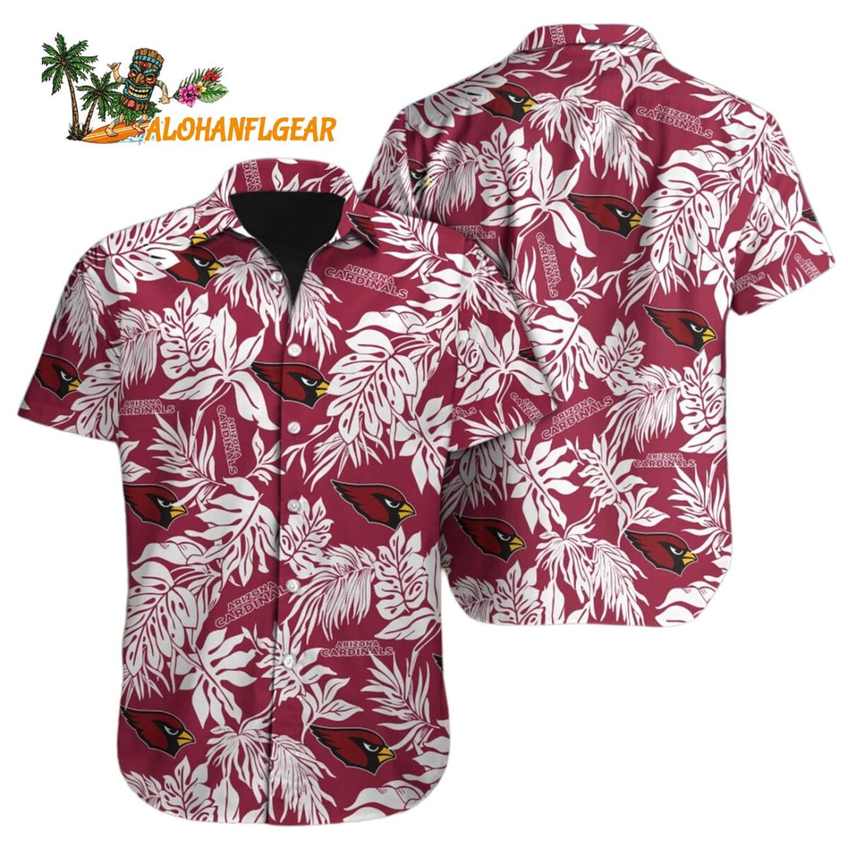 Arizona Cardinals Tropical Leafs Design Hawaiian Shirt 1