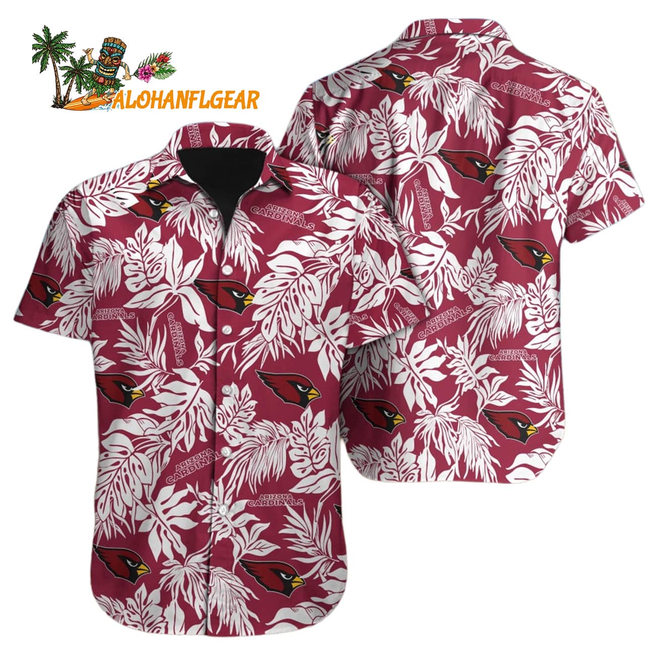 Arizona Cardinals Tropical Leafs Design Hawaiian Shirt Arizona Cardinals Tropical Leafs Design Hawaiian Shirt