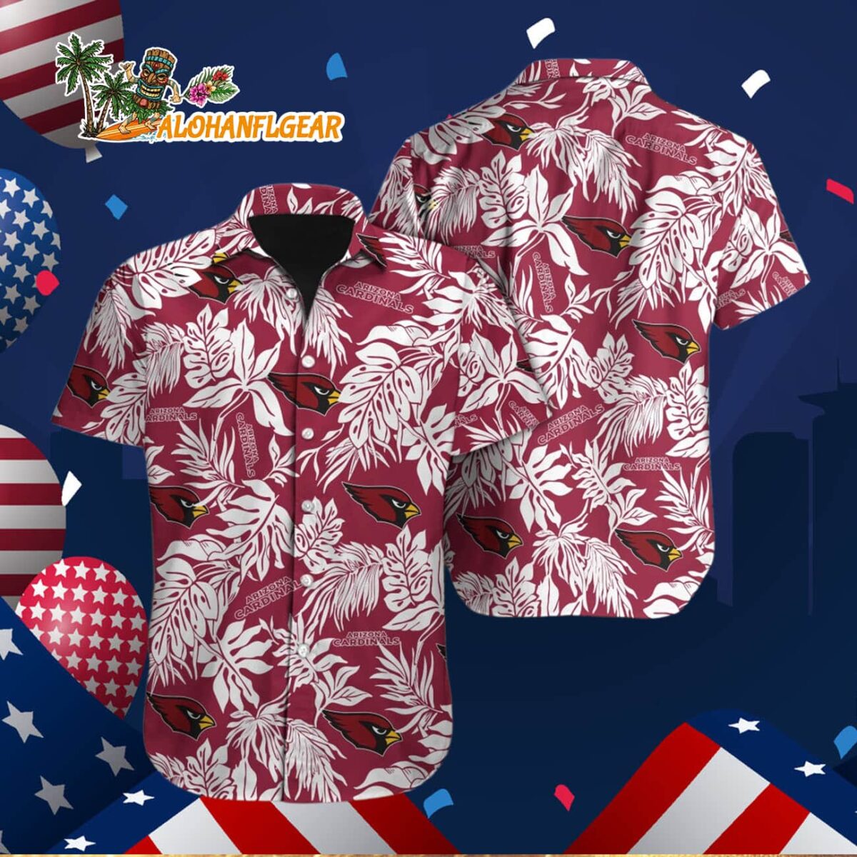 Arizona Cardinals Tropical Leafs Design Hawaiian Shirt 2 Arizona Cardinals Tropical Leafs Design Hawaiian Shirt 3