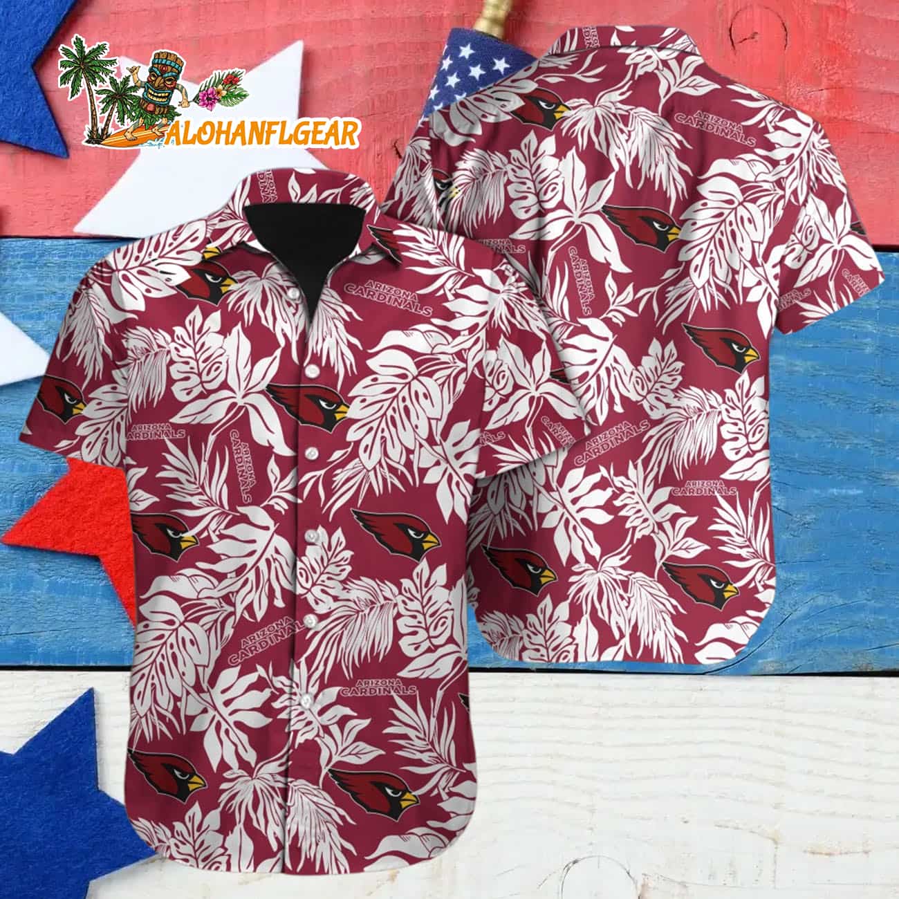 Arizona Cardinals Tropical Leafs Design Hawaiian Shirt Arizona Cardinals Tropical Leafs Design Hawaiian Shirt