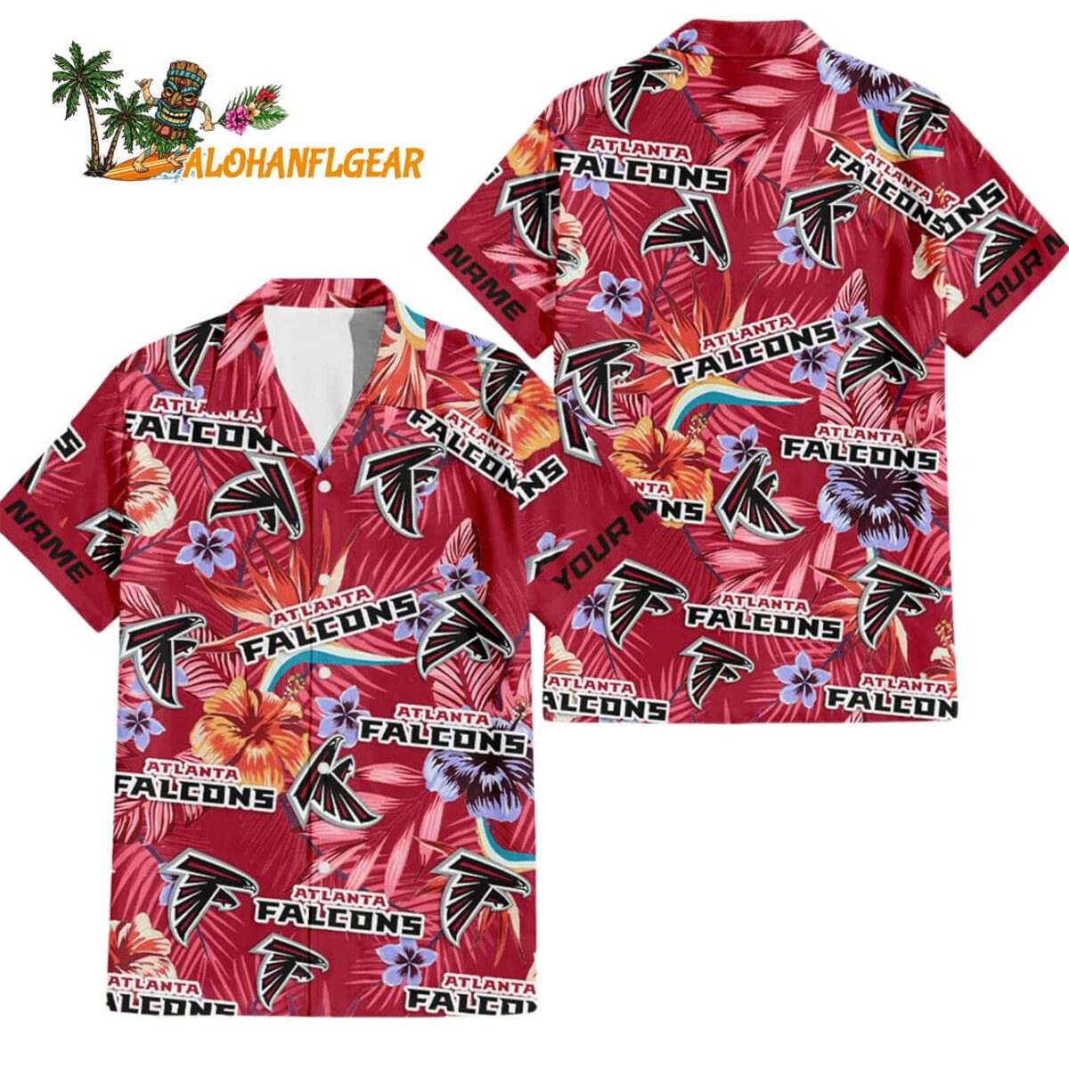 Atlanta Falcons Football Team Flower Summer Design Custom Name Hawaiian Shirt 1