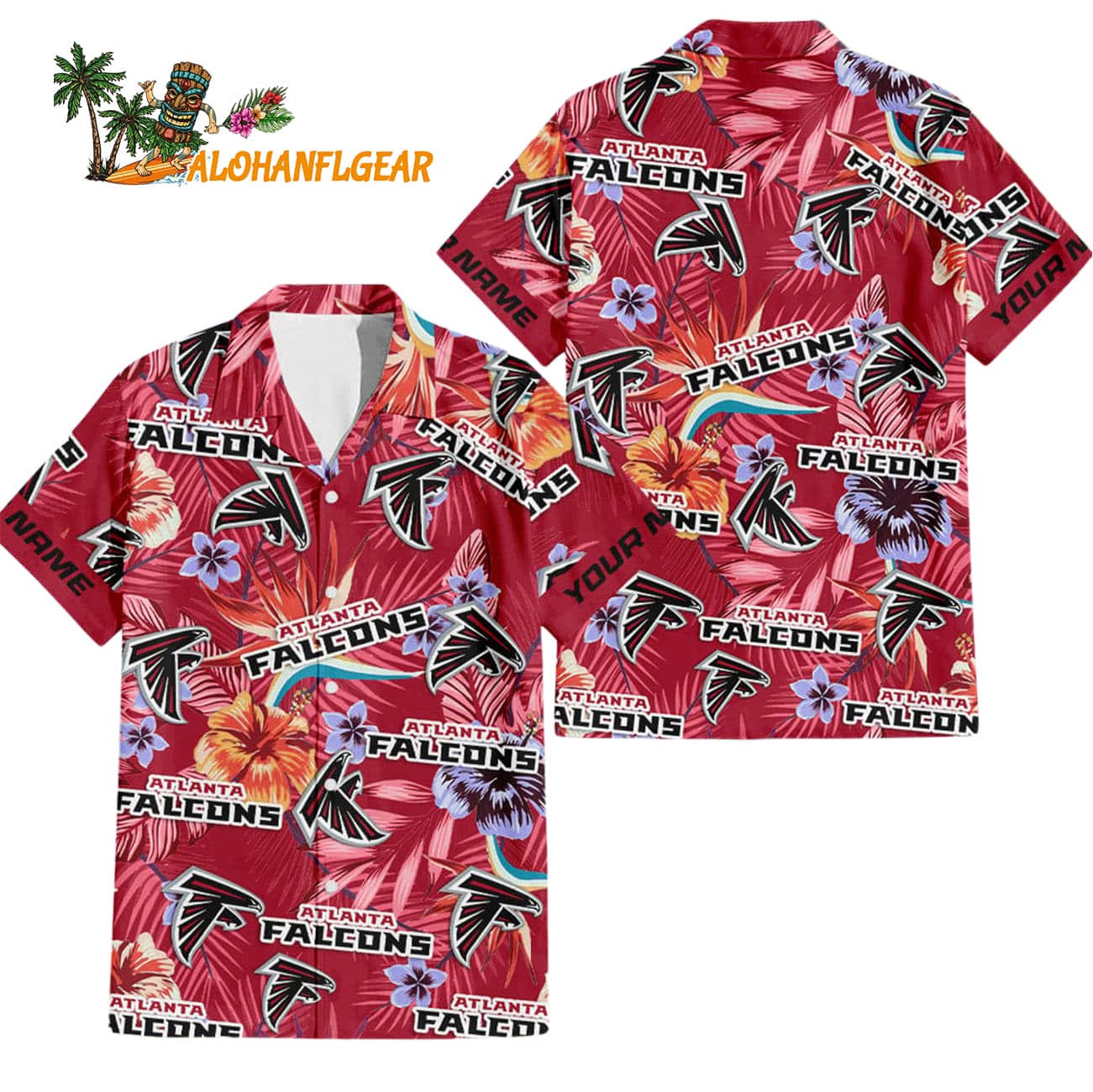 Atlanta Falcons Football Team Flower Summer Design Custom Name Hawaiian Shirt Atlanta Falcons Football Team Flower Summer Design Custom Name Hawaiian Shirt