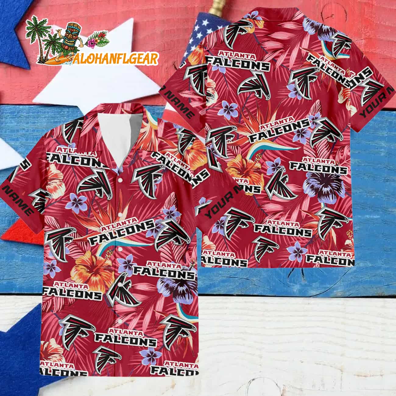 Atlanta Falcons Football Team Flower Summer Design Custom Name Hawaiian Shirt Atlanta Falcons Football Team Flower Summer Design Custom Name Hawaiian Shirt