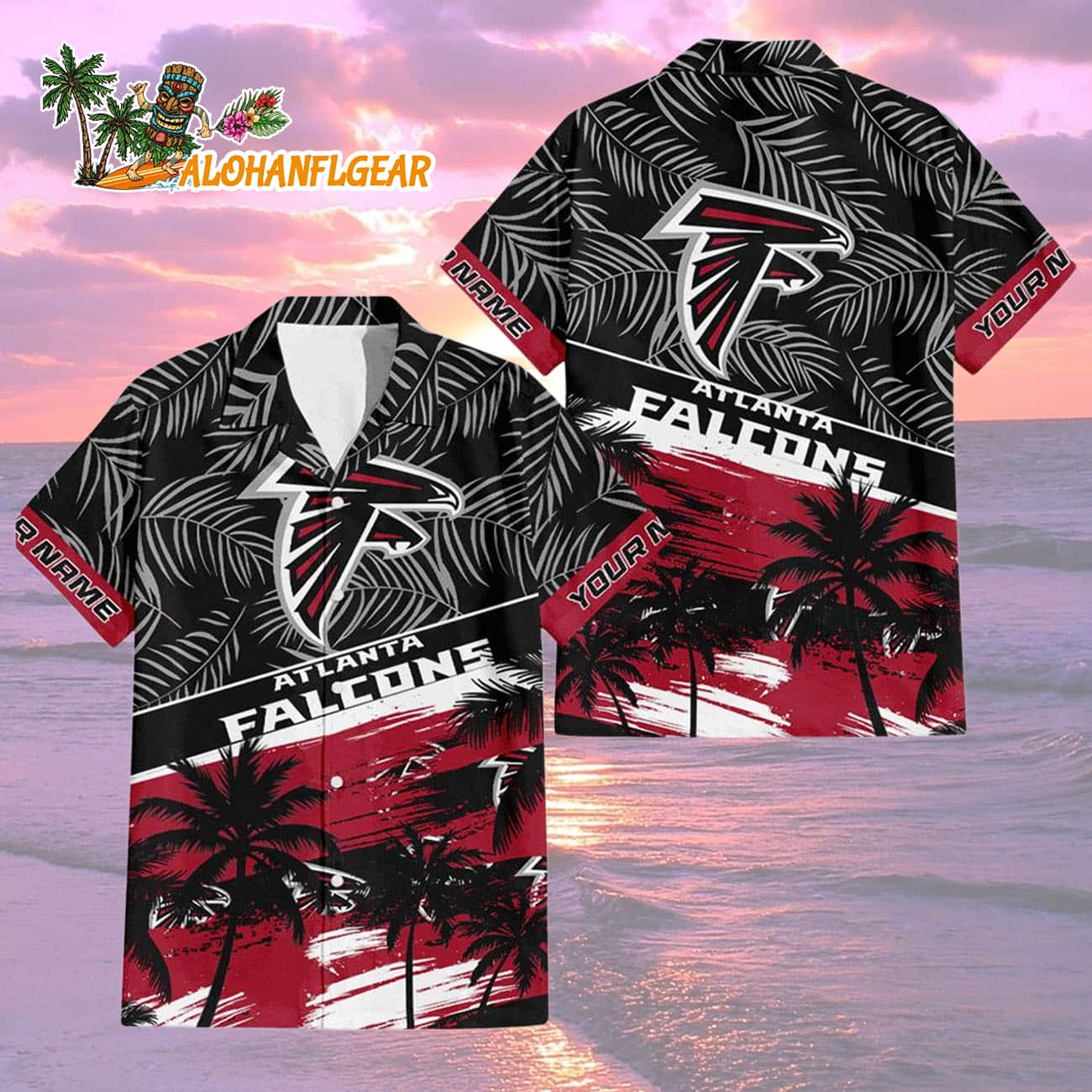 Atlanta Falcons Palm Tree Tropical Trendy Football Custom Name Hawaiian Shirt Atlanta Falcons Palm Tree Tropical Trendy Football Custom Name Hawaiian Shirt