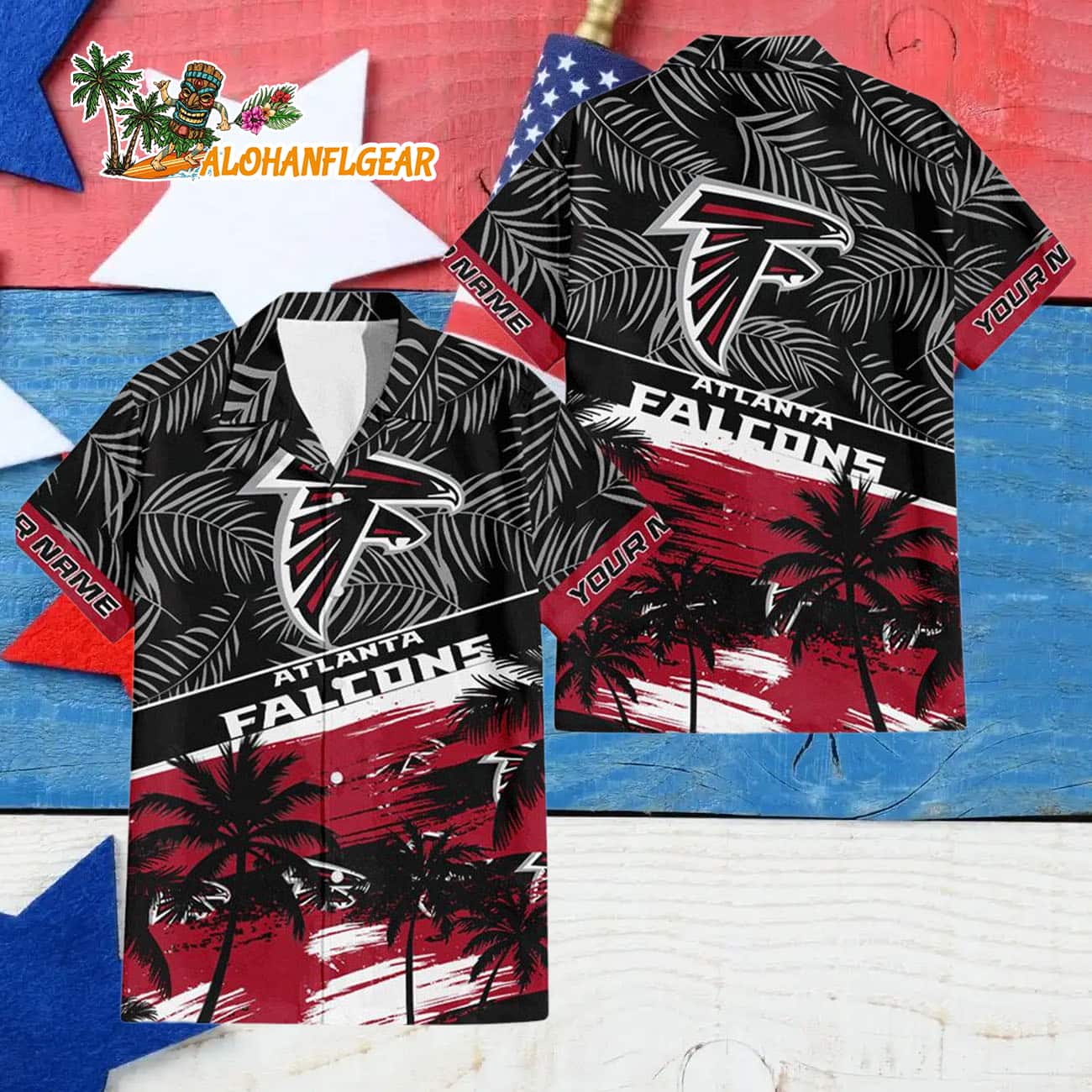 Atlanta Falcons Palm Tree Tropical Trendy Football Custom Name Hawaiian Shirt Atlanta Falcons Palm Tree Tropical Trendy Football Custom Name Hawaiian Shirt