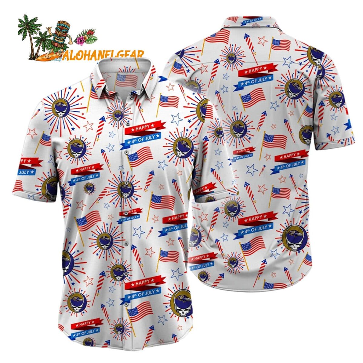 Baltimore Ravens Grateful Dead Hawaiian Shirt 1