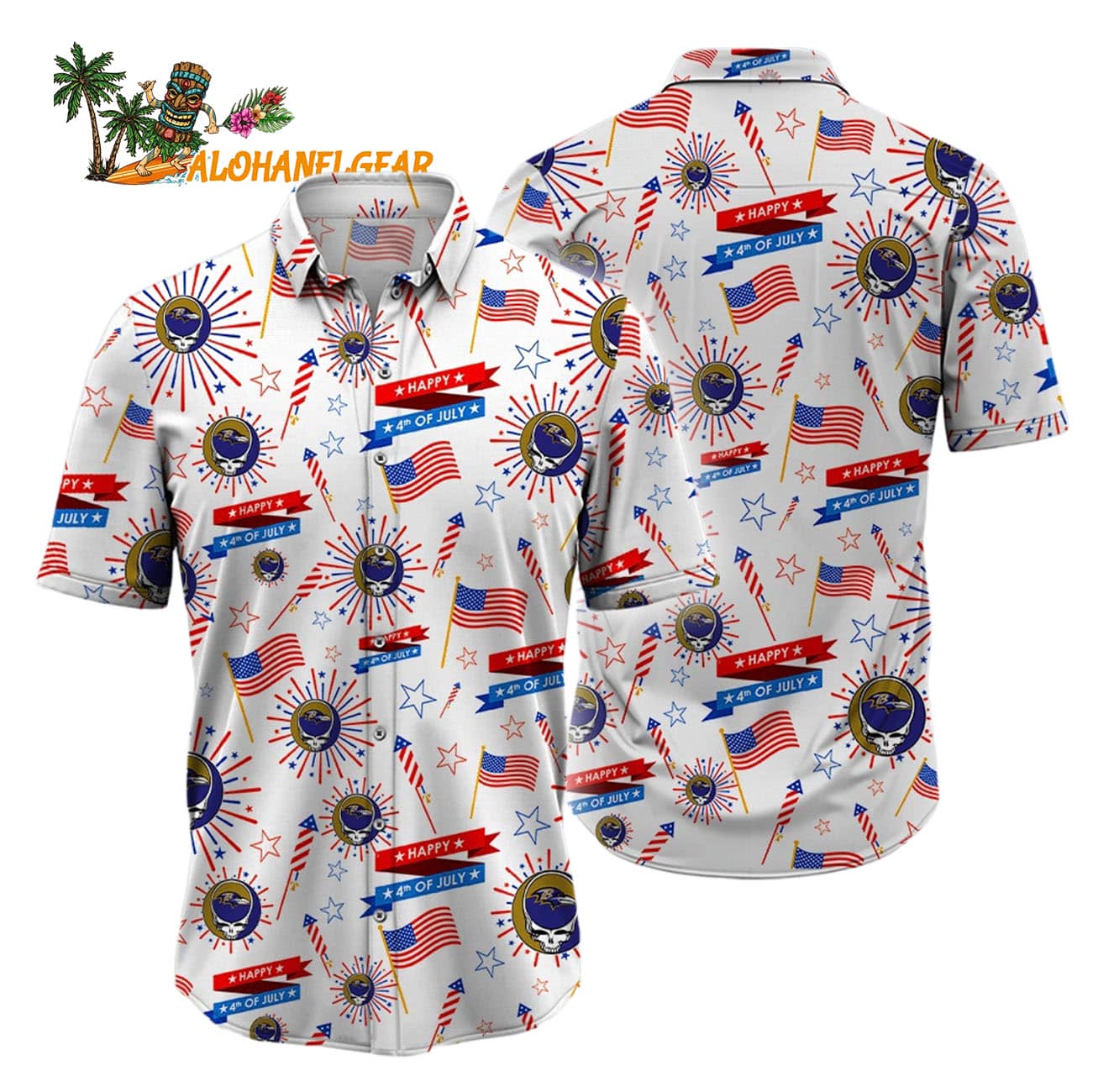 Baltimore Ravens Grateful Dead Hawaiian Shirt Baltimore Ravens Grateful Dead Hawaiian Shirt