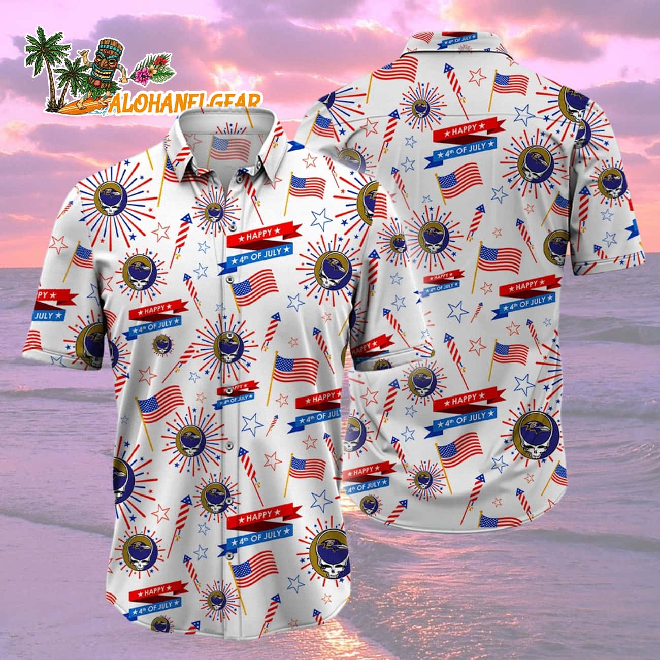Baltimore Ravens Grateful Dead Hawaiian Shirt Baltimore Ravens Grateful Dead Hawaiian Shirt
