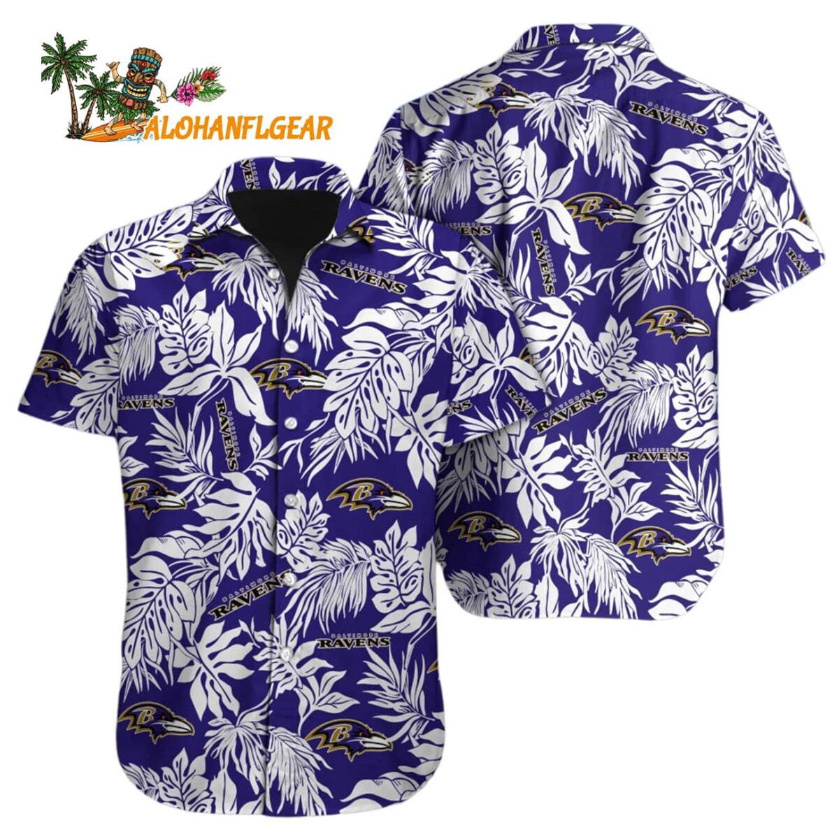 Baltimore Ravens Tropical Leafs Design Hawaiian Shirt 1