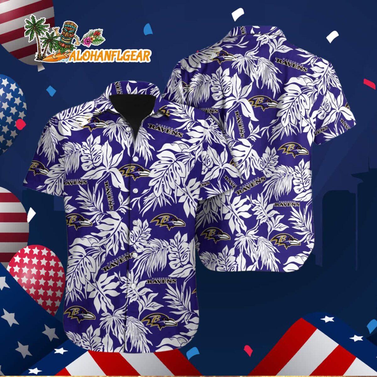 Baltimore Ravens Tropical Leafs Design Hawaiian Shirt 2 Baltimore Ravens Tropical Leafs Design Hawaiian Shirt 3