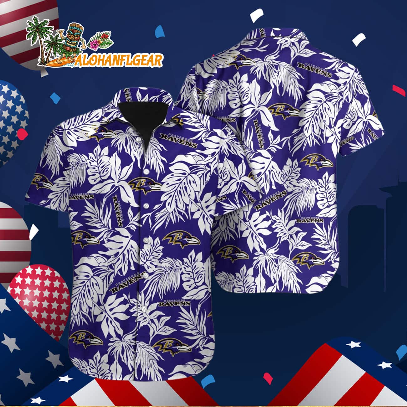 Baltimore Ravens Tropical Leafs Design Hawaiian Shirt Baltimore Ravens Tropical Leafs Design Hawaiian Shirt