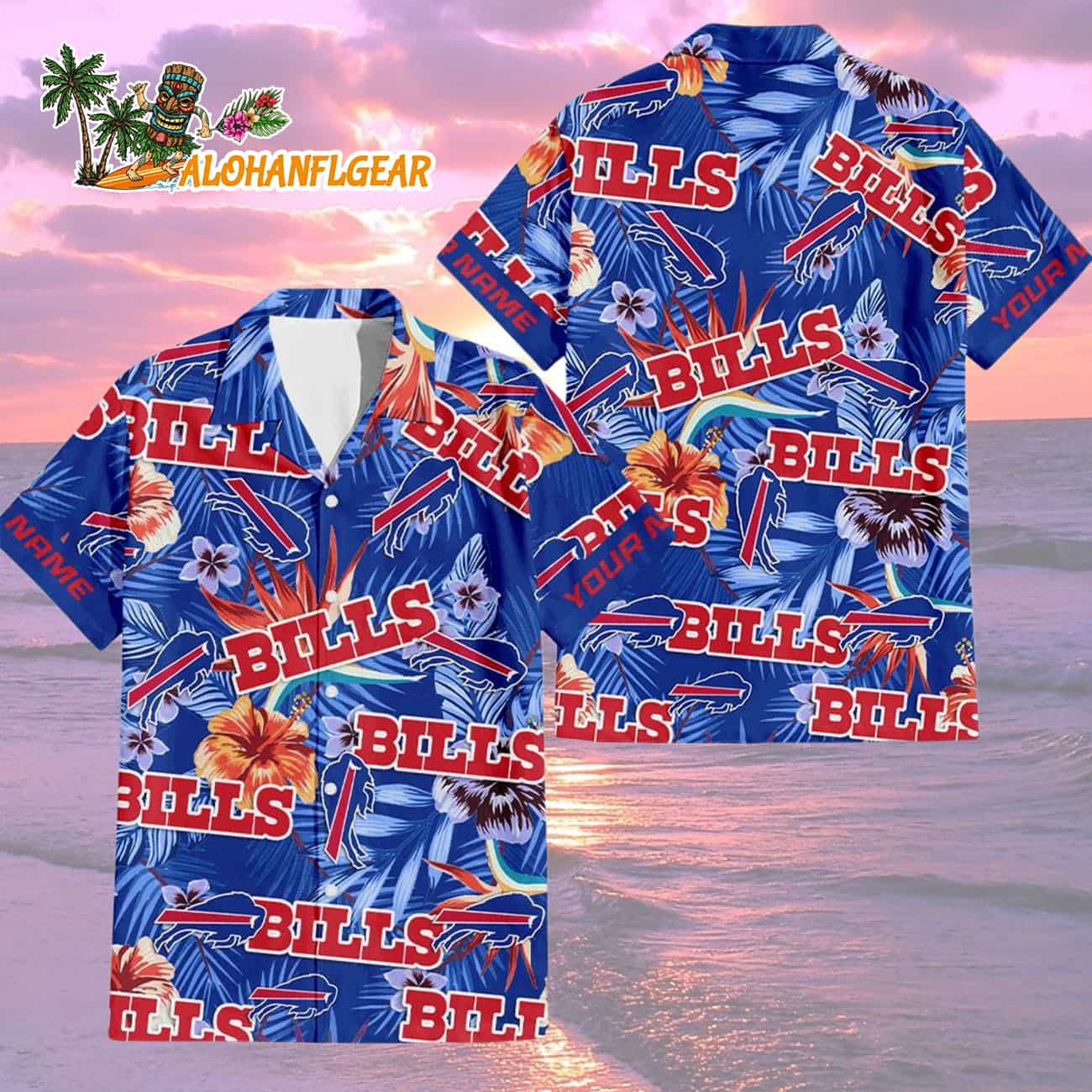 Buffalo Bills Football Team Flower Summer Design Custom Name Hawaiian Shirt Buffalo Bills Football Team Flower Summer Design Custom Name Hawaiian Shirt