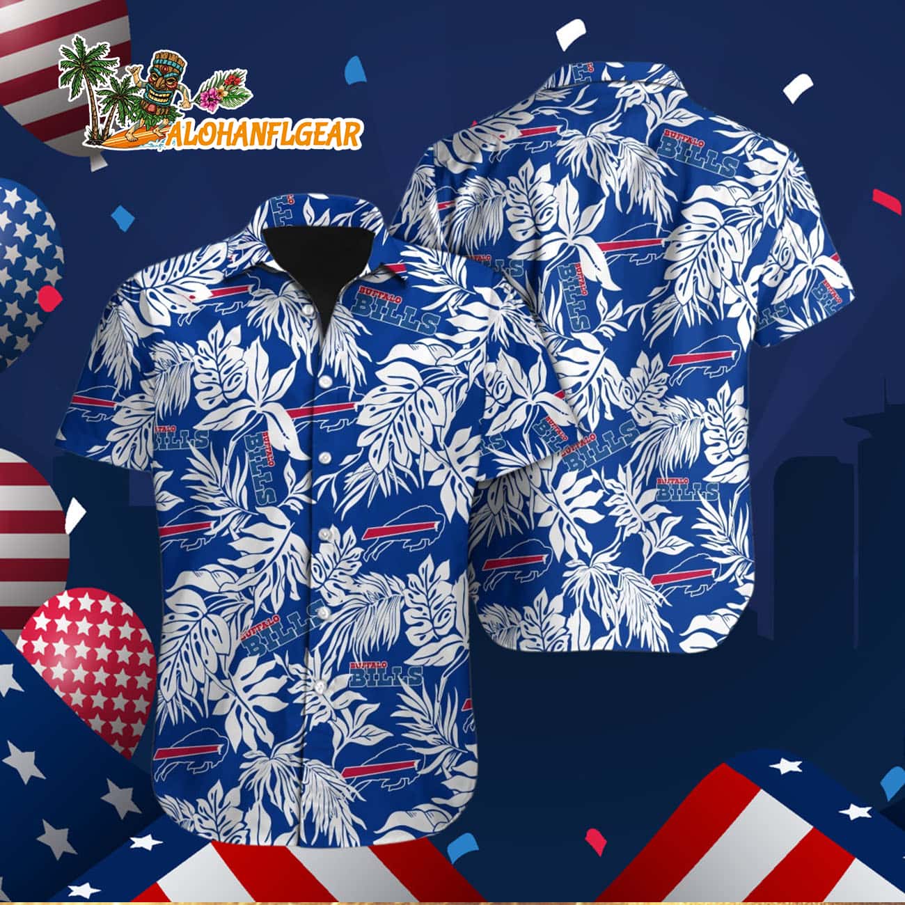 Buffalo Bills Tropical Leafs Design Hawaiian Shirt Buffalo Bills Tropical Leafs Design Hawaiian Shirt