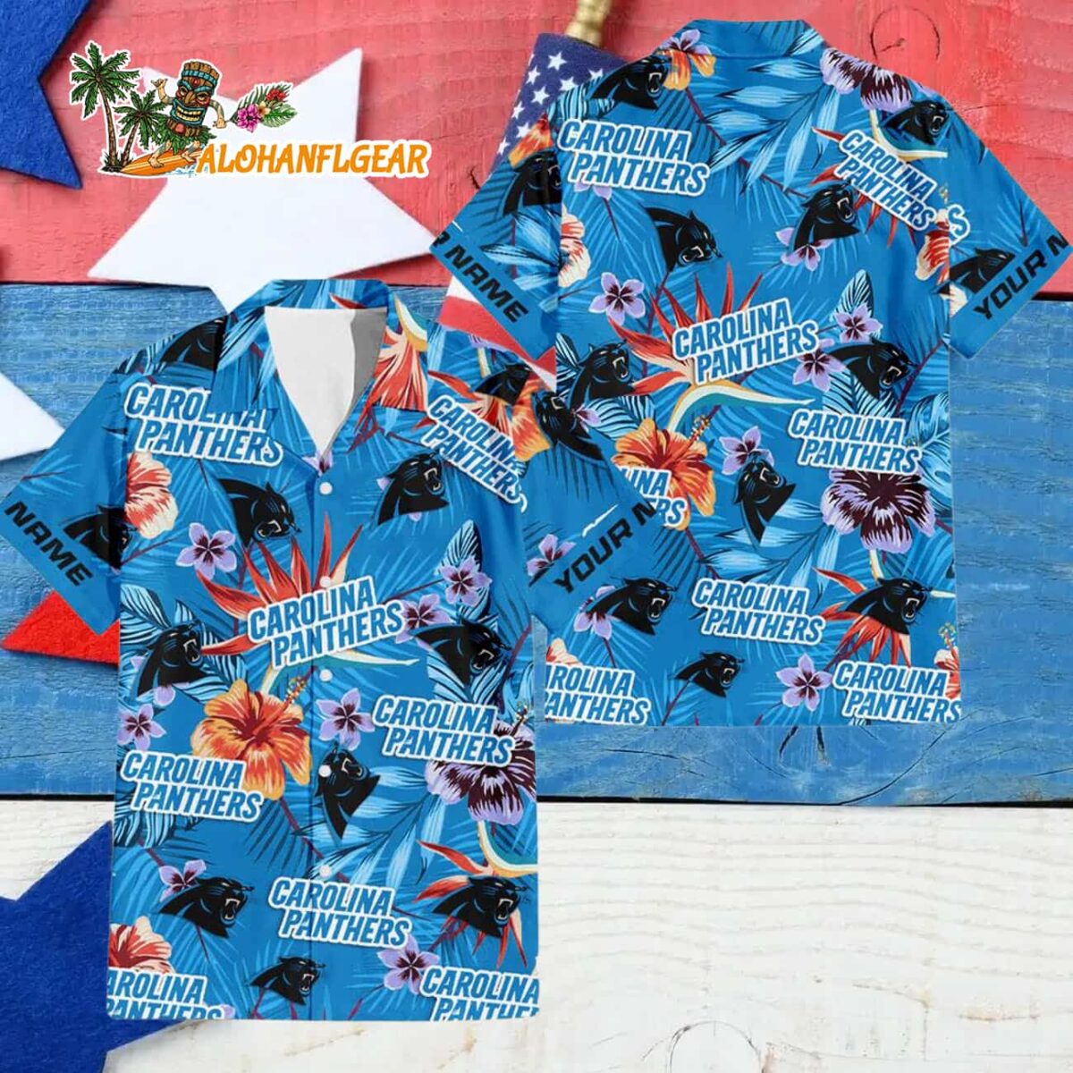 Carolina Panthers Football Team Flower Summer Design Custom Name Hawaiian Shirt 4