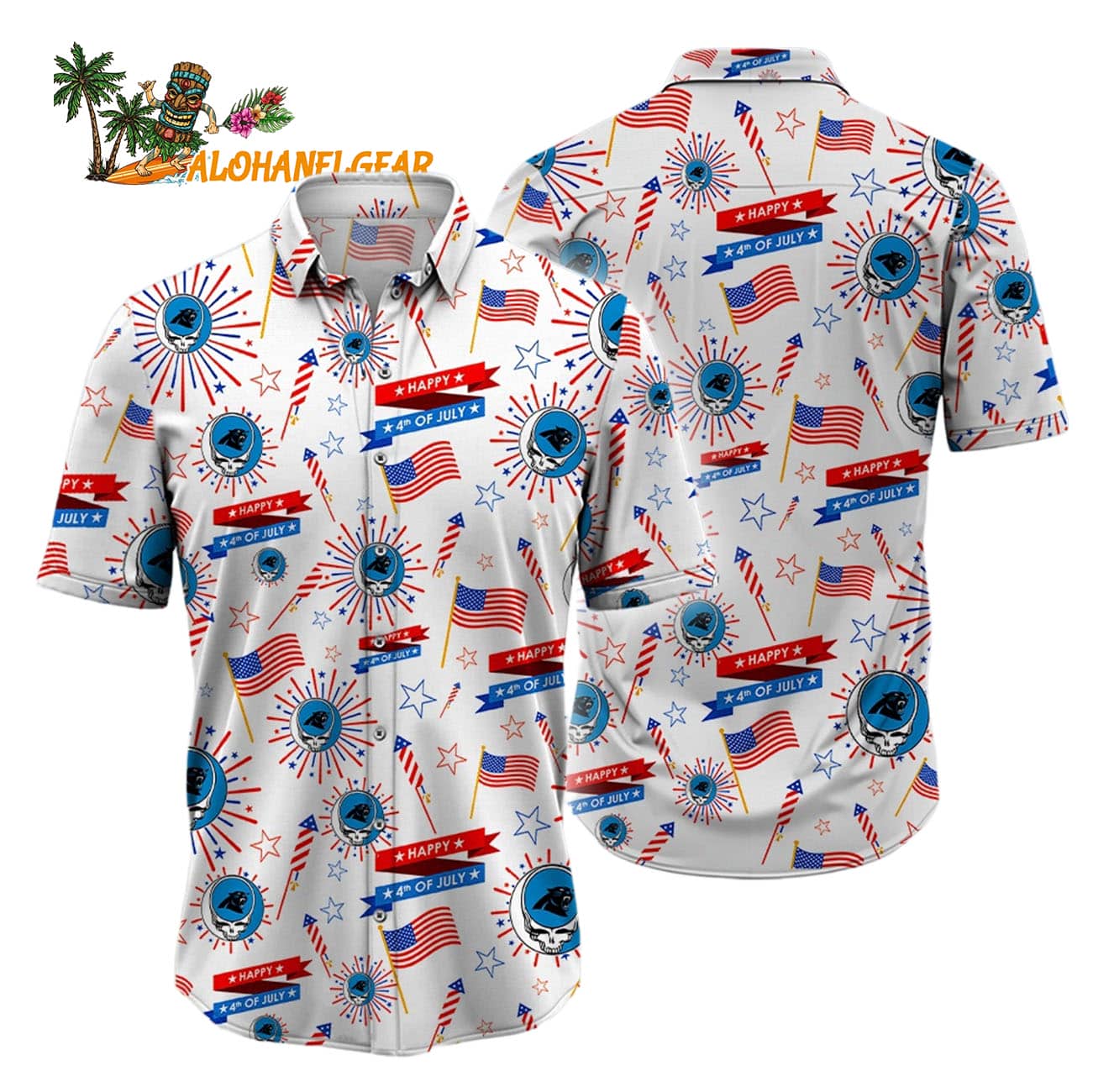 Carolina Panthers Grateful Dead Hawaiian Shirt Carolina Panthers Grateful Dead Hawaiian Shirt