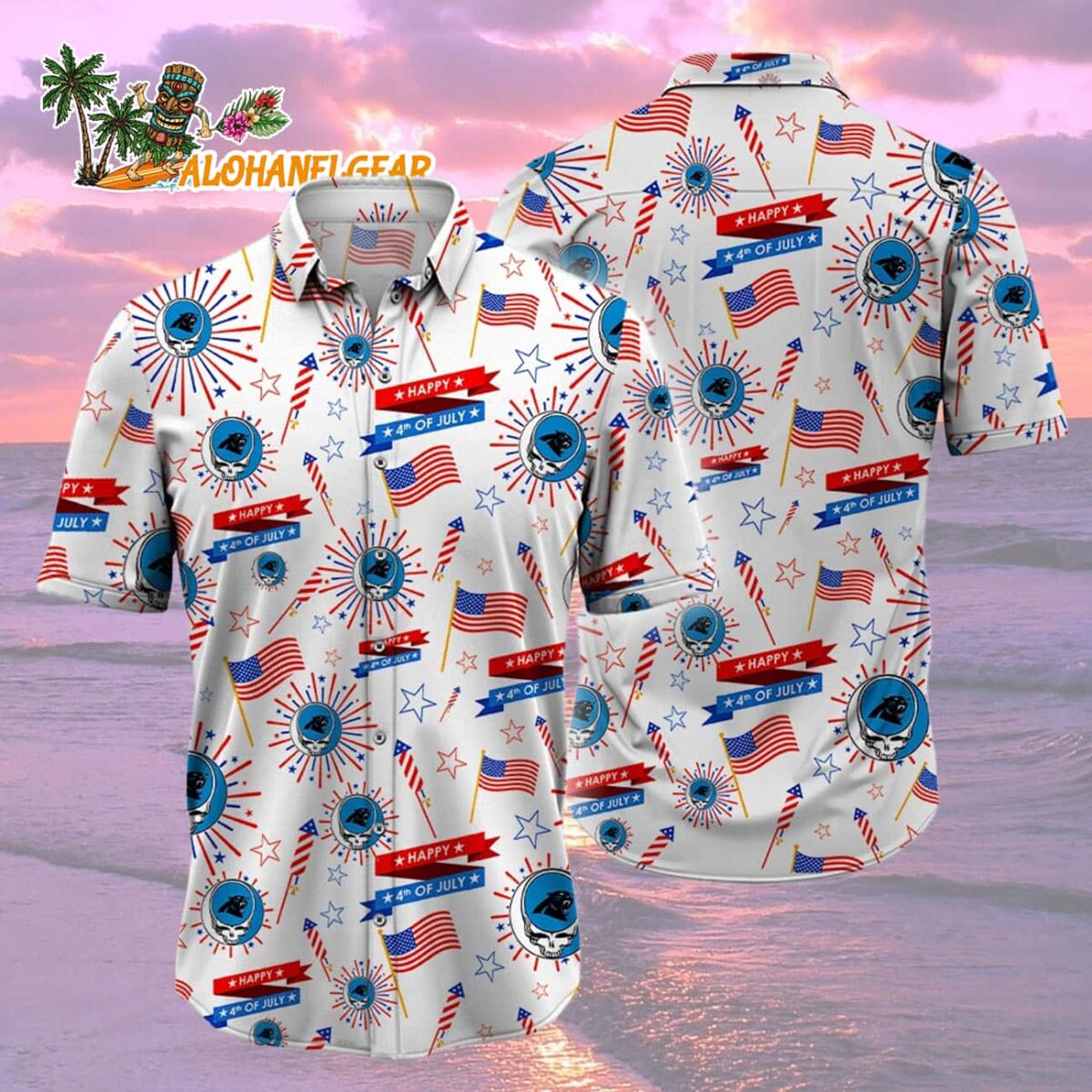 Carolina Panthers Grateful Dead Hawaiian Shirt 1 Carolina Panthers Grateful Dead Hawaiian Shirt 2