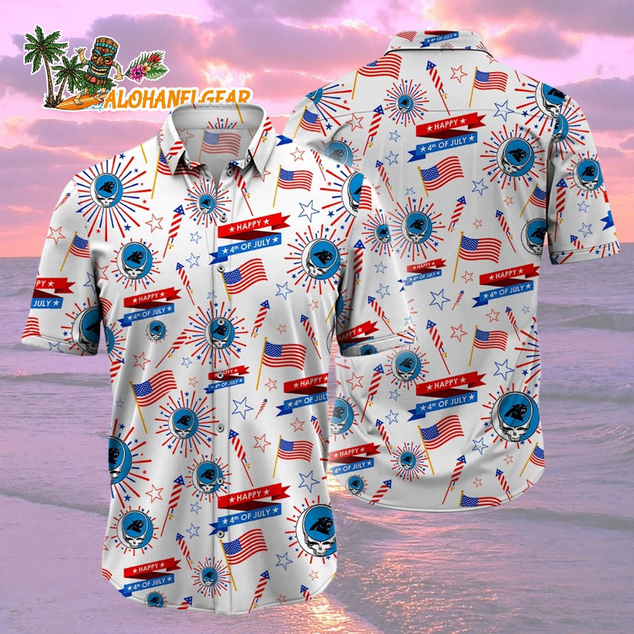 Carolina Panthers Grateful Dead Hawaiian Shirt Carolina Panthers Grateful Dead Hawaiian Shirt