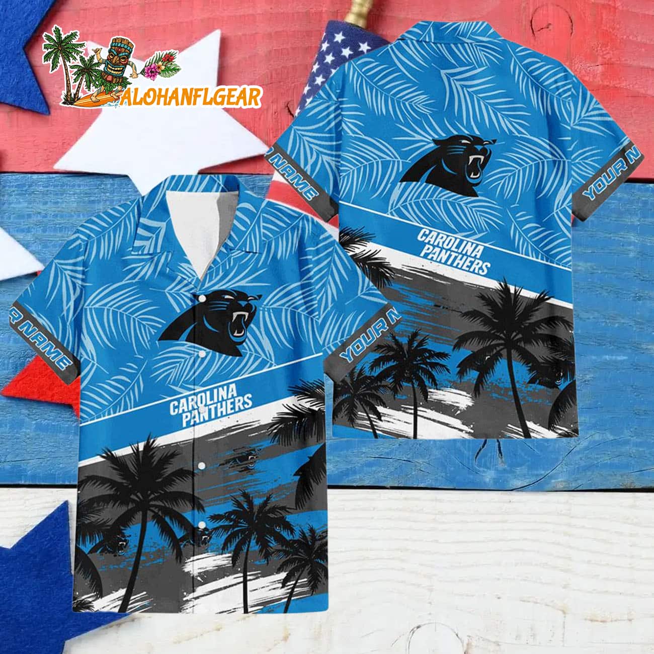 Carolina Panthers Palm Tree Tropical Trendy Football Custom Name Hawaiian Shirt Carolina Panthers Palm Tree Tropical Trendy Football Custom Name Hawaiian Shirt