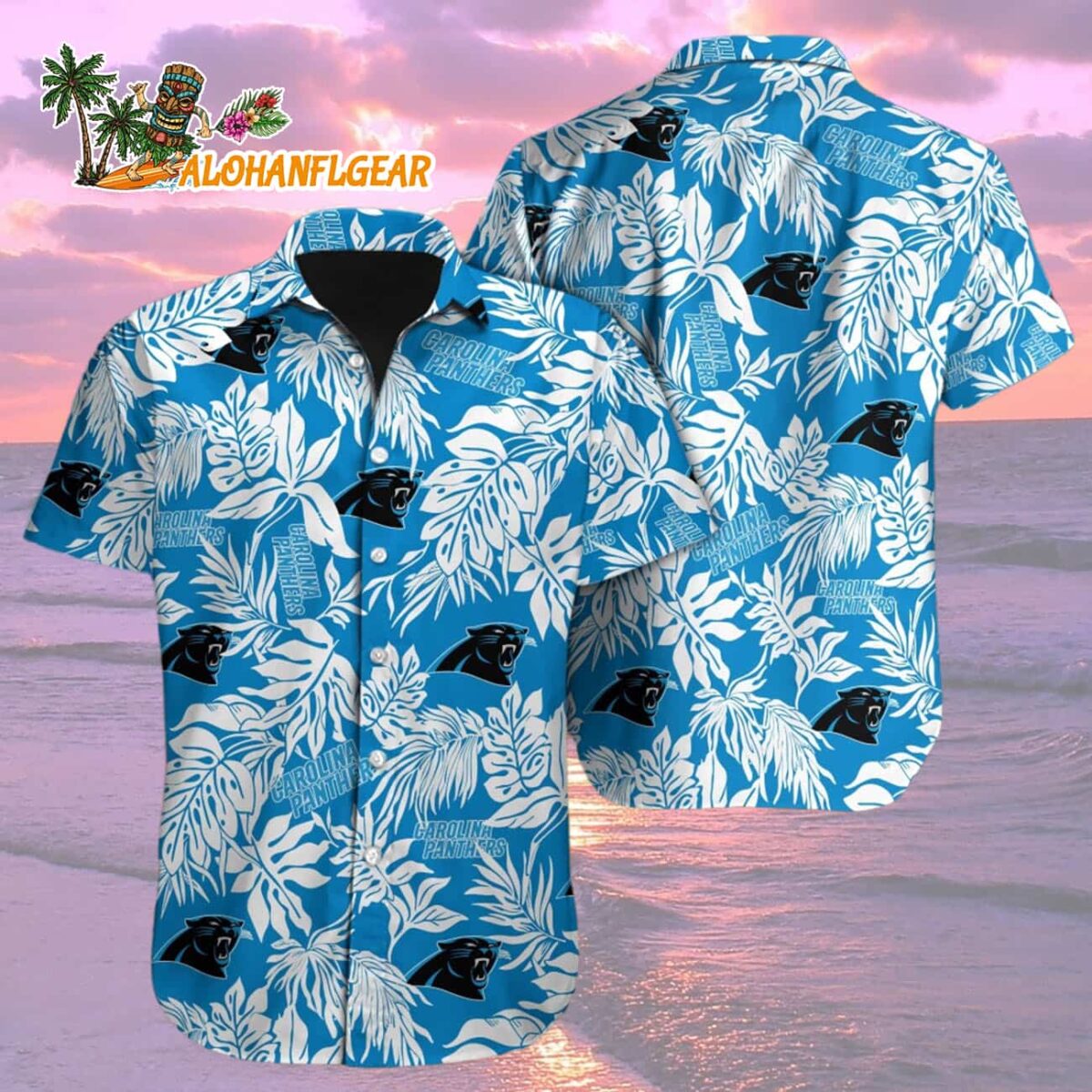 Carolina Panthers Tropical Leafs Design Hawaiian Shirt 2