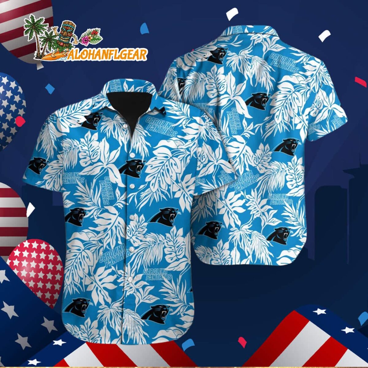 Carolina Panthers Tropical Leafs Design Hawaiian Shirt 3