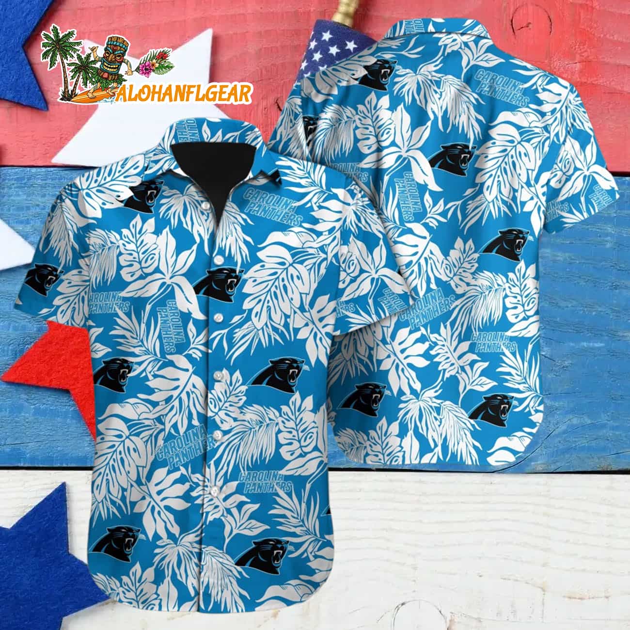 Carolina Panthers Tropical Leafs Design Hawaiian Shirt Carolina Panthers Tropical Leafs Design Hawaiian Shirt