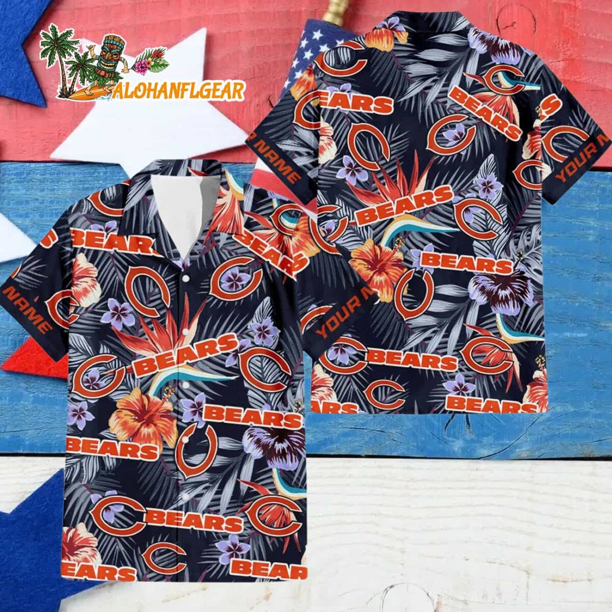Chicago Bears Football Team Flower Summer Design Custom Name Hawaiian Shirt 4