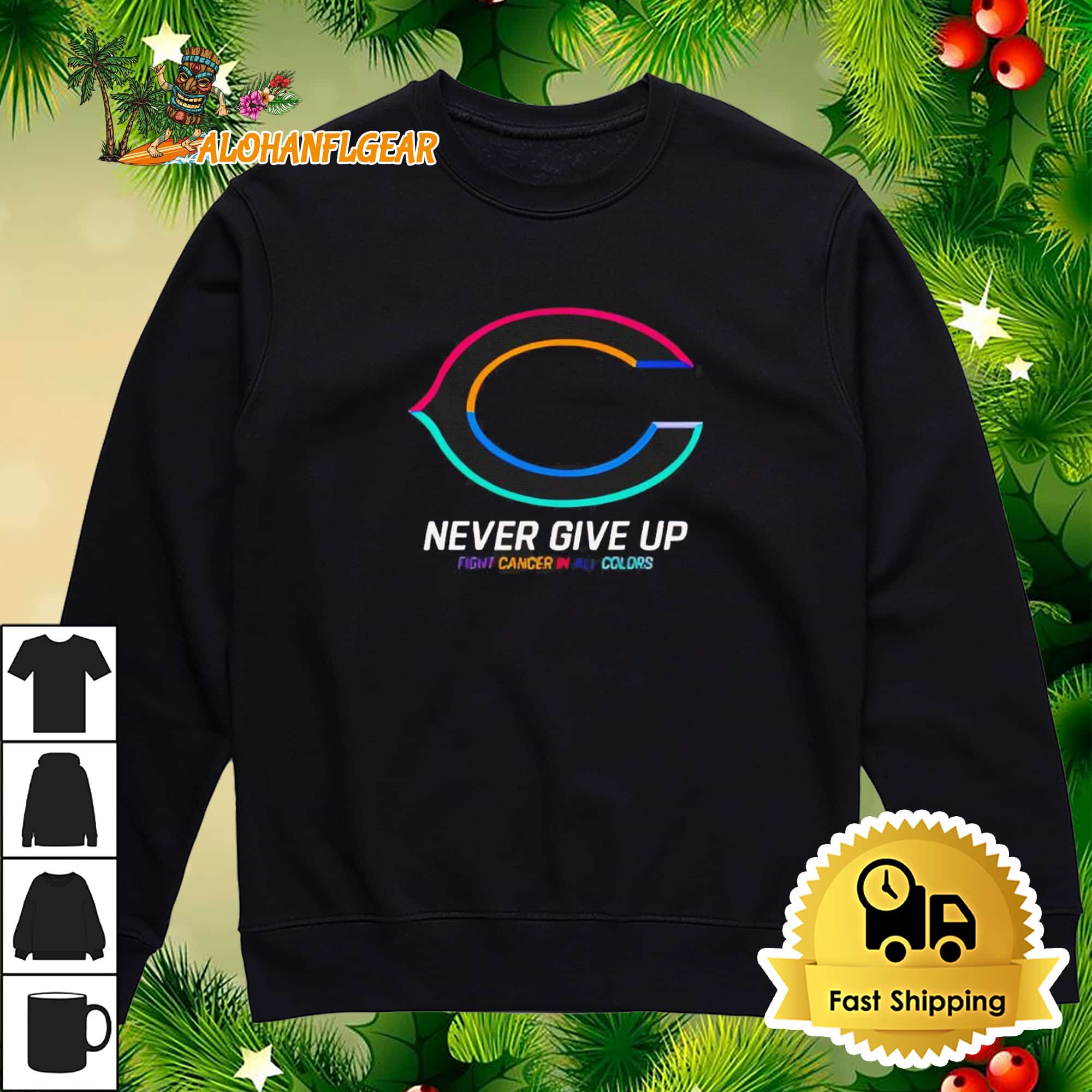 Chicago Bears Never Give Up Fight Cancer In All Colors Shirt Chicago Bears Never Give Up Fight Cancer In All Colors Shirt