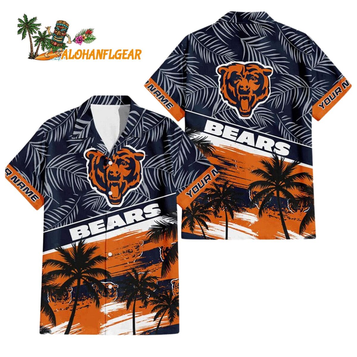 Chicago Bears Palm Tree Tropical Trendy Football Custom Name Hawaiian Shirt 1
