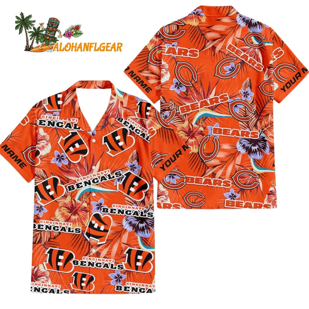 Cincinnati Bengals Football Team Flower Summer Design Custom Name Hawaiian Shirt 1