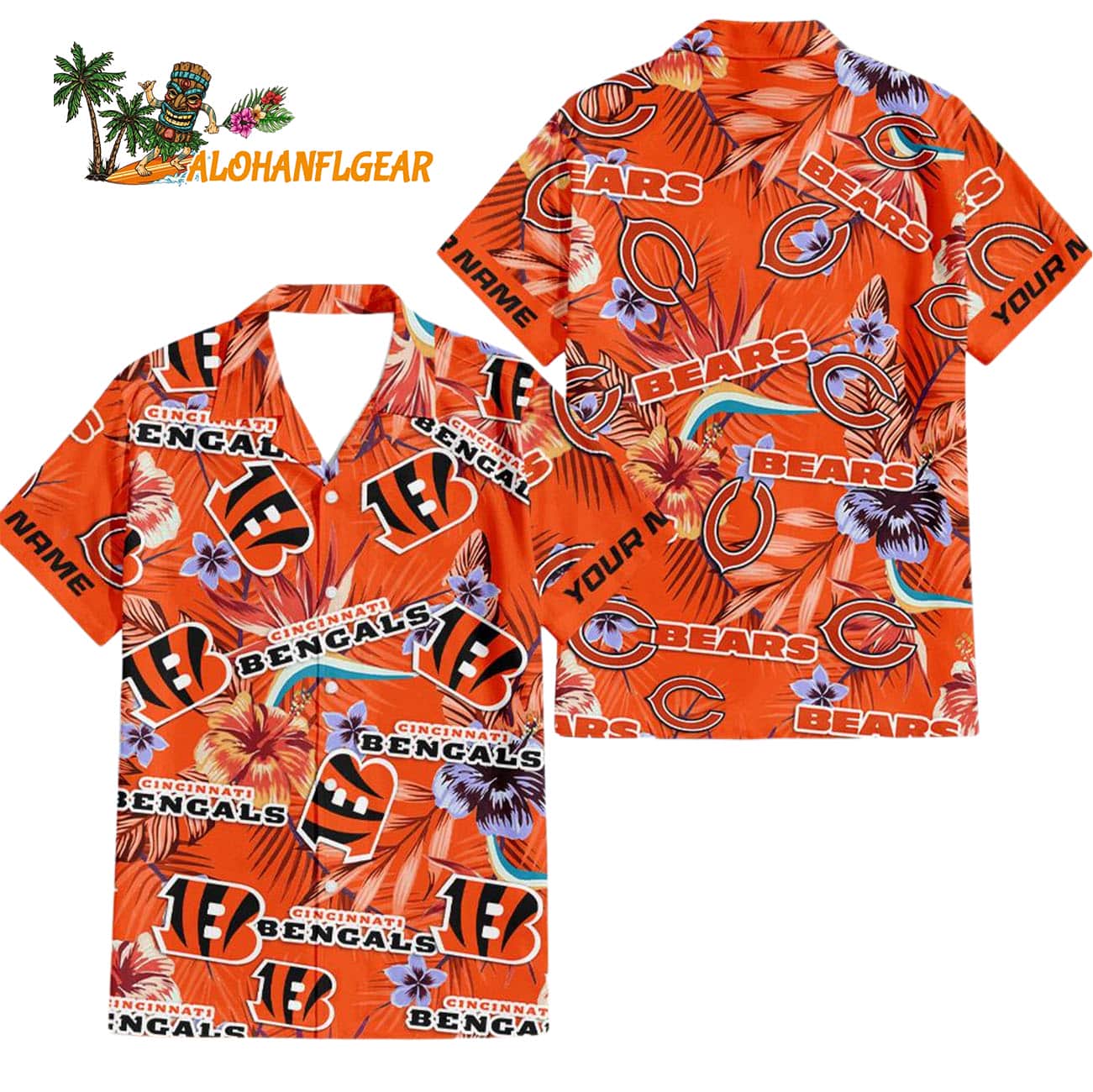 Cincinnati Bengals Football Team Flower Summer Design Custom Name Hawaiian Shirt Cincinnati Bengals Football Team Flower Summer Design Custom Name Hawaiian Shirt