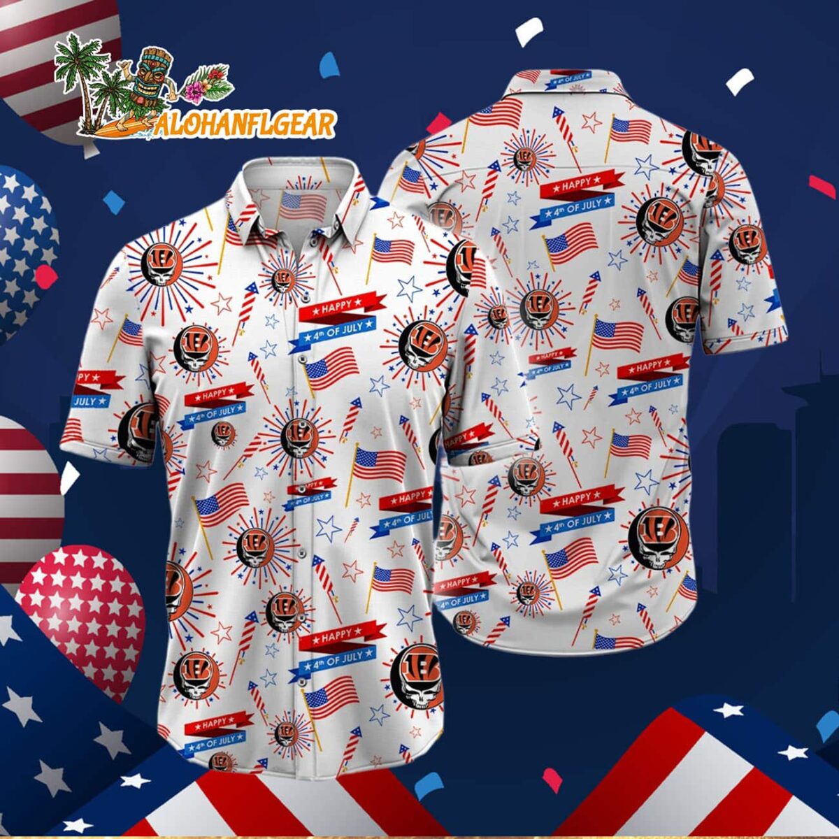 Cincinnati Bengals Grateful Dead Hawaiian Shirt 3