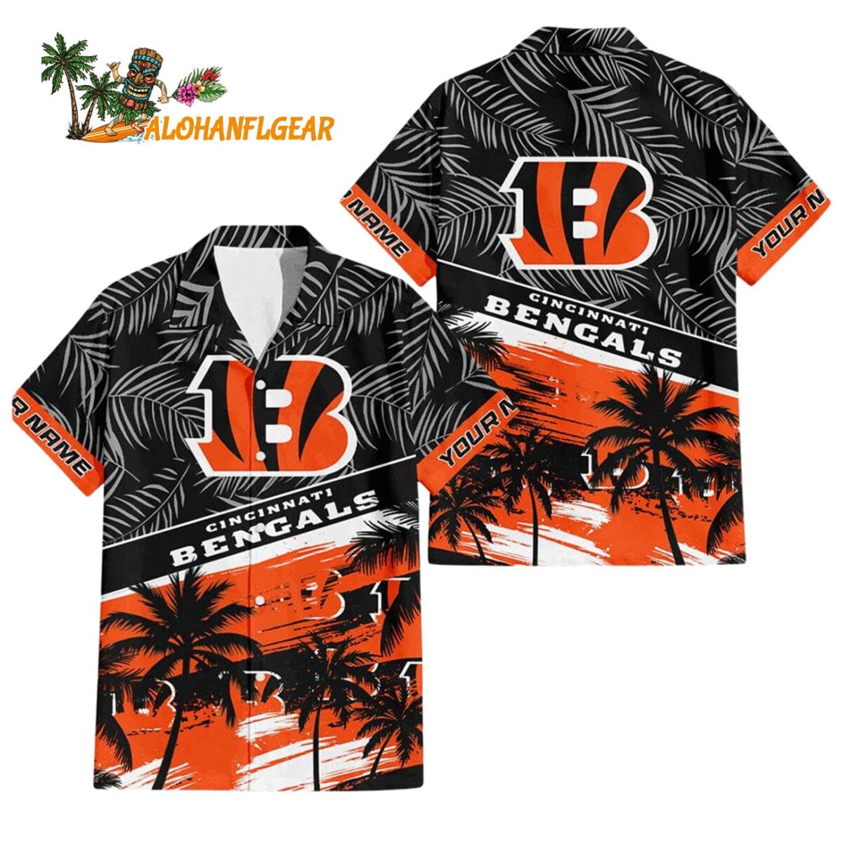 Cincinnati Bengals Palm Tree Tropical Trendy Football Custom Name Hawaiian Shirt 1