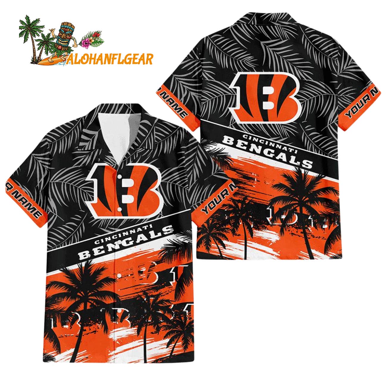 Cincinnati Bengals Palm Tree Tropical Trendy Football Custom Name Hawaiian Shirt Cincinnati Bengals Palm Tree Tropical Trendy Football Custom Name Hawaiian Shirt