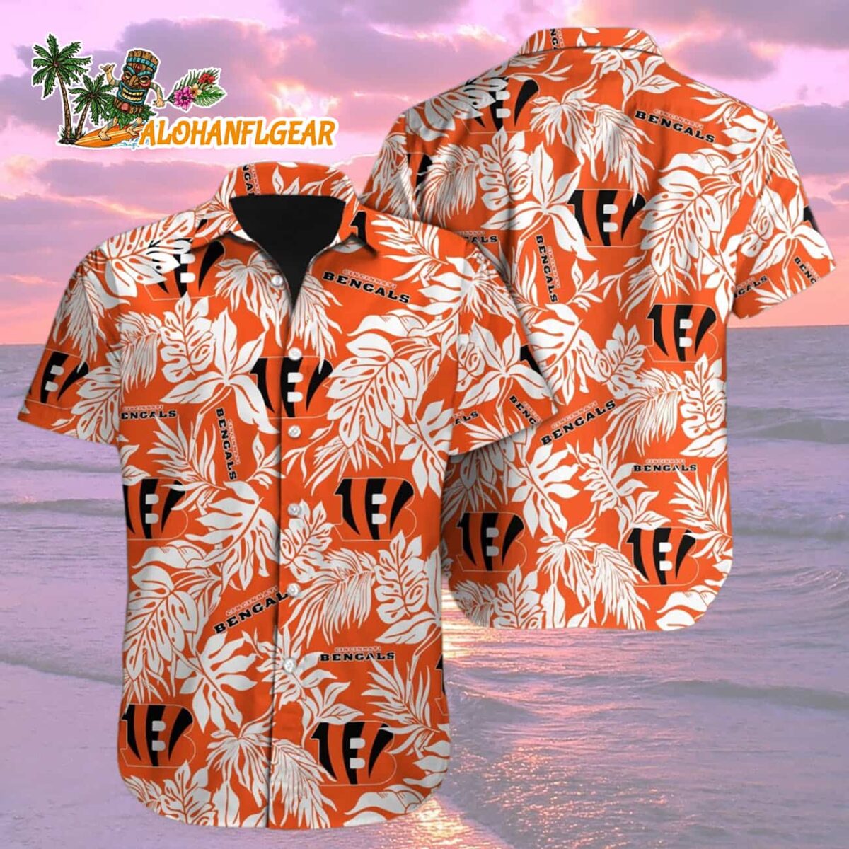Cincinnati Bengals Tropical Leafs Design Hawaiian Shirt 1 Cincinnati Bengals Tropical Leafs Design Hawaiian Shirt 2