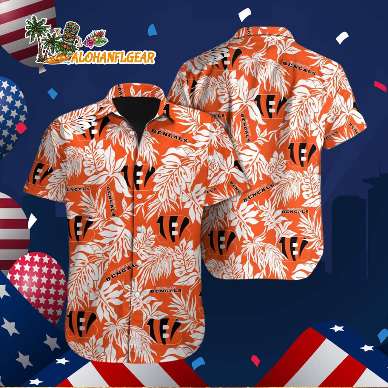 Cincinnati Bengals Tropical Leafs Design Hawaiian Shirt Cincinnati Bengals Tropical Leafs Design Hawaiian Shirt