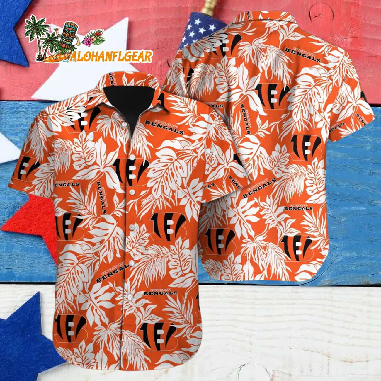 Cincinnati Bengals Tropical Leafs Design Hawaiian Shirt Cincinnati Bengals Tropical Leafs Design Hawaiian Shirt