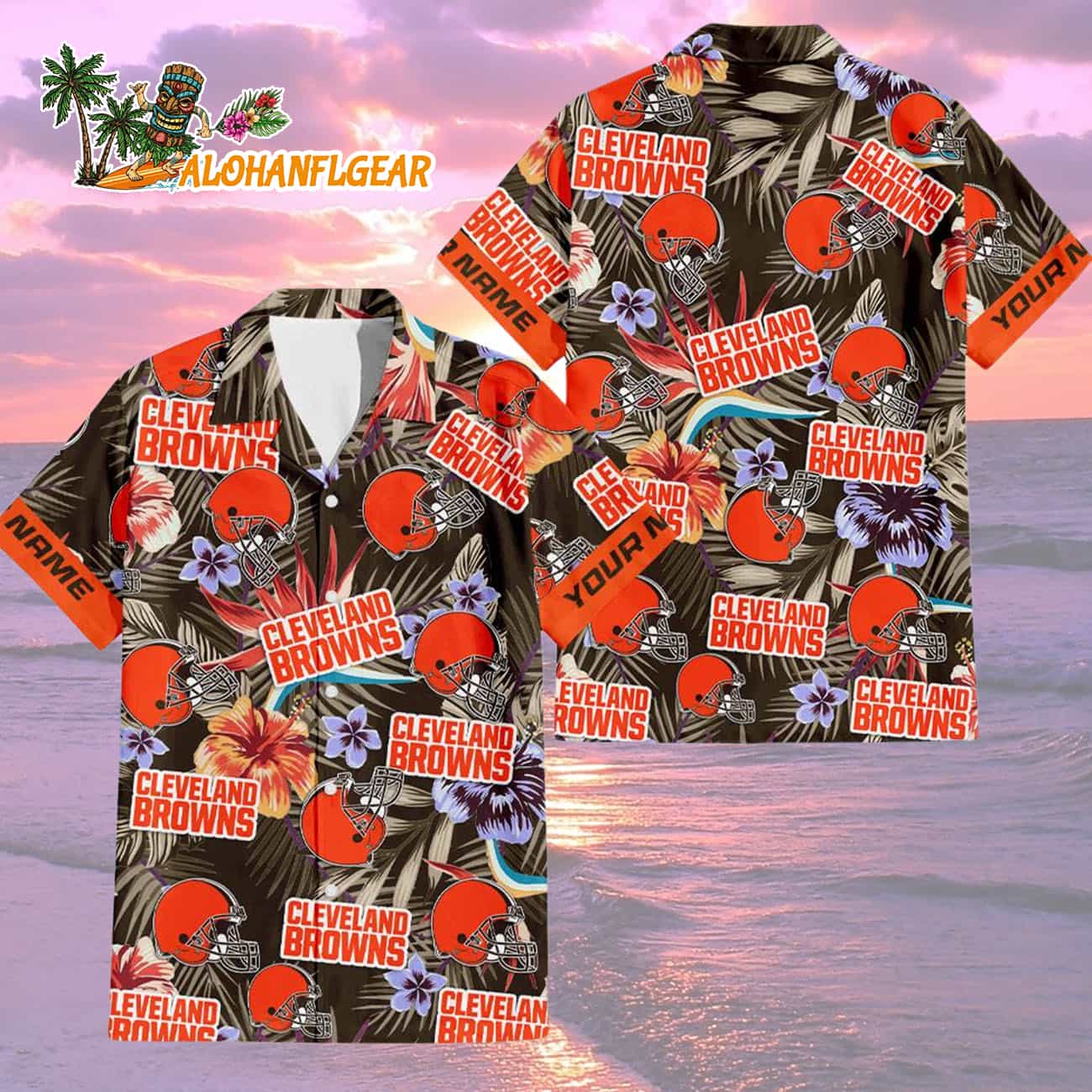 Cleveland Browns Football Team Flower Summer Design Custom Name Hawaiian Shirt Cleveland Browns Football Team Flower Summer Design Custom Name Hawaiian Shirt