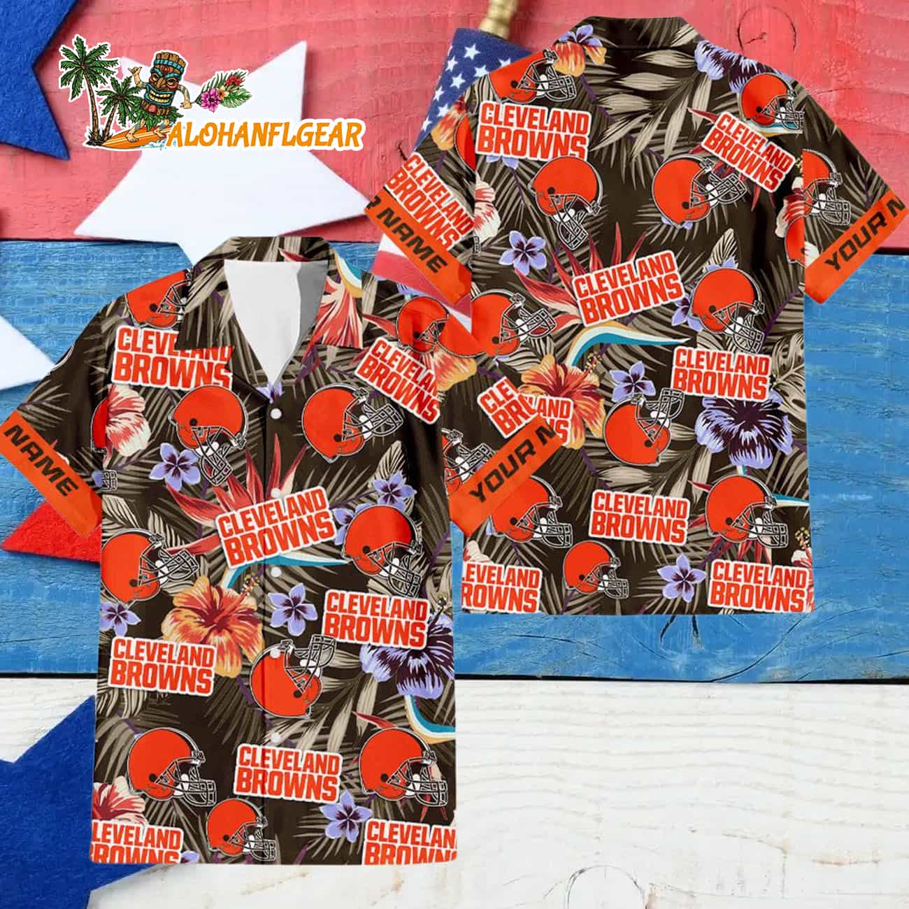 Cleveland Browns Football Team Flower Summer Design Custom Name Hawaiian Shirt Cleveland Browns Football Team Flower Summer Design Custom Name Hawaiian Shirt