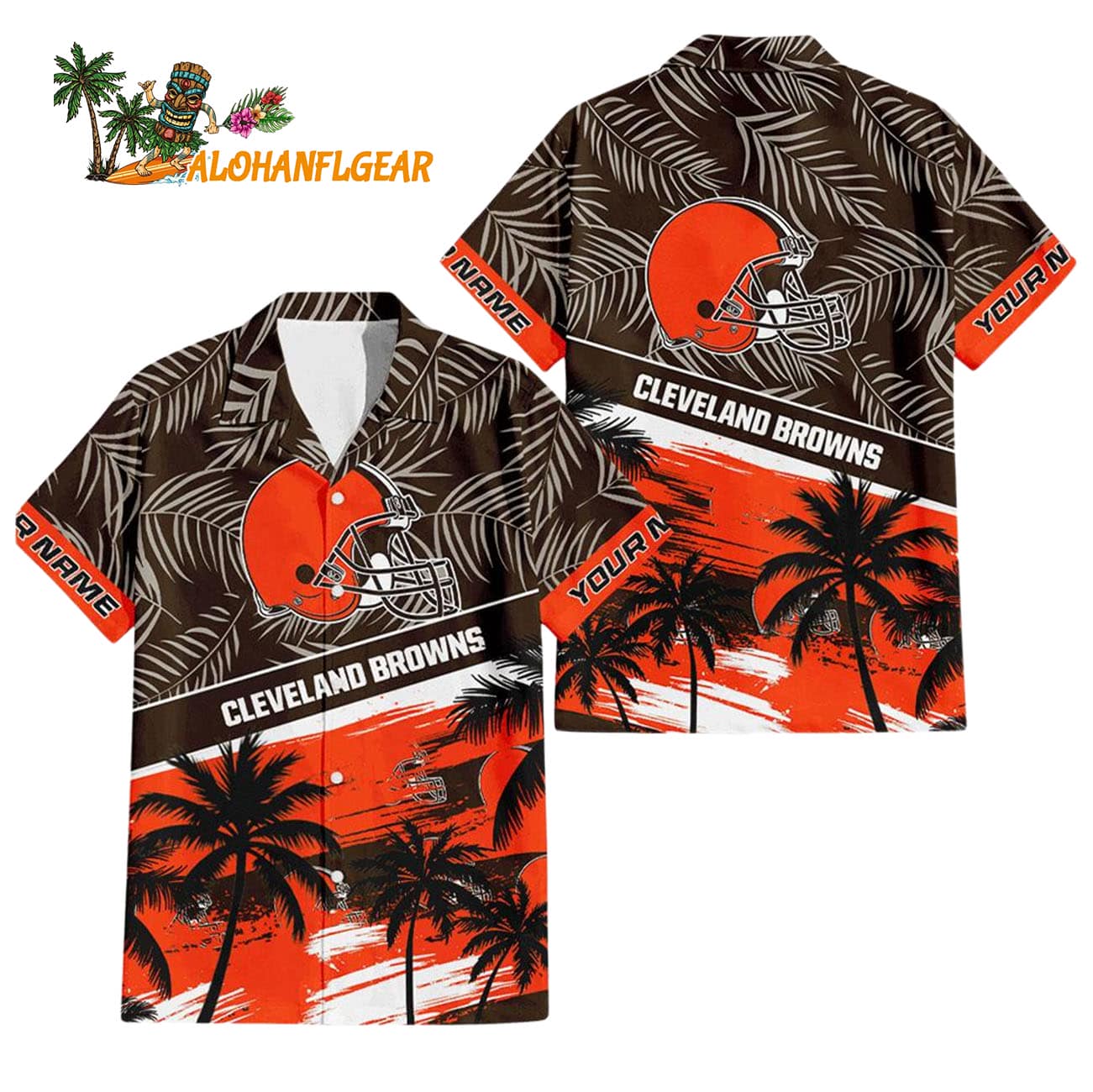 Cleveland Browns Palm Tree Tropical Trendy Football Custom Name Hawaiian Shirt Cleveland Browns Palm Tree Tropical Trendy Football Custom Name Hawaiian Shirt