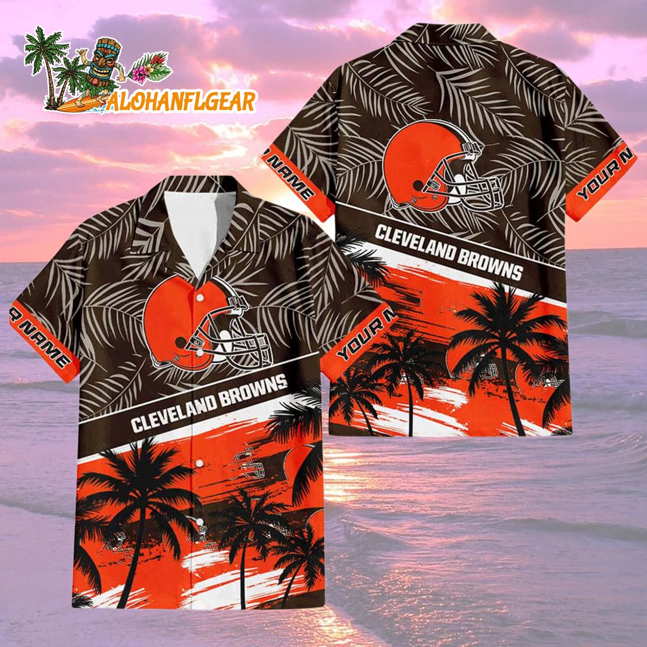 Cleveland Browns Palm Tree Tropical Trendy Football Custom Name Hawaiian Shirt Cleveland Browns Palm Tree Tropical Trendy Football Custom Name Hawaiian Shirt