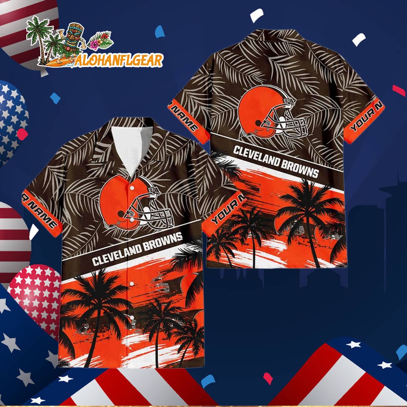 Cleveland Browns Palm Tree Tropical Trendy Football Custom Name Hawaiian Shirt Cleveland Browns Palm Tree Tropical Trendy Football Custom Name Hawaiian Shirt