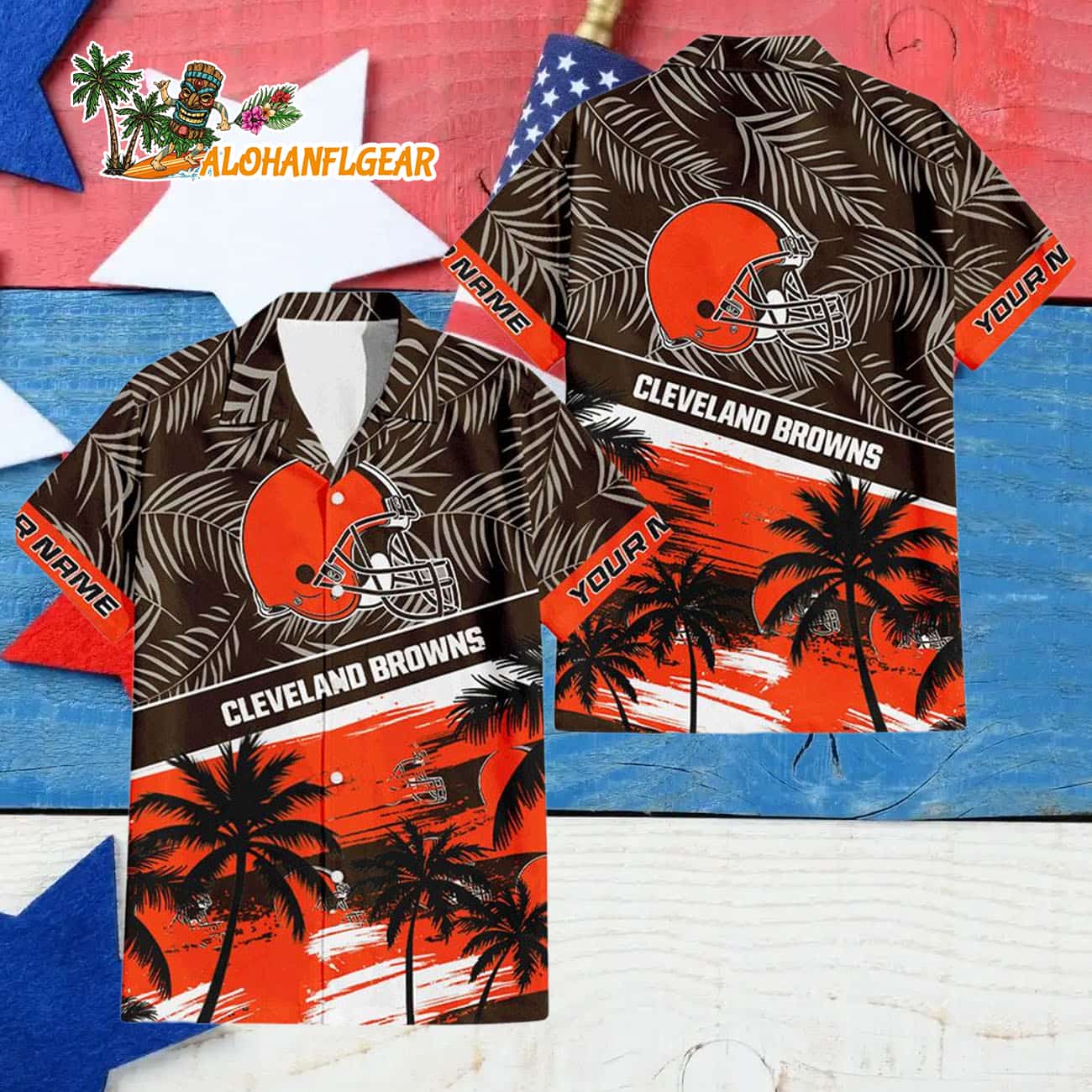 Cleveland Browns Palm Tree Tropical Trendy Football Custom Name Hawaiian Shirt Cleveland Browns Palm Tree Tropical Trendy Football Custom Name Hawaiian Shirt