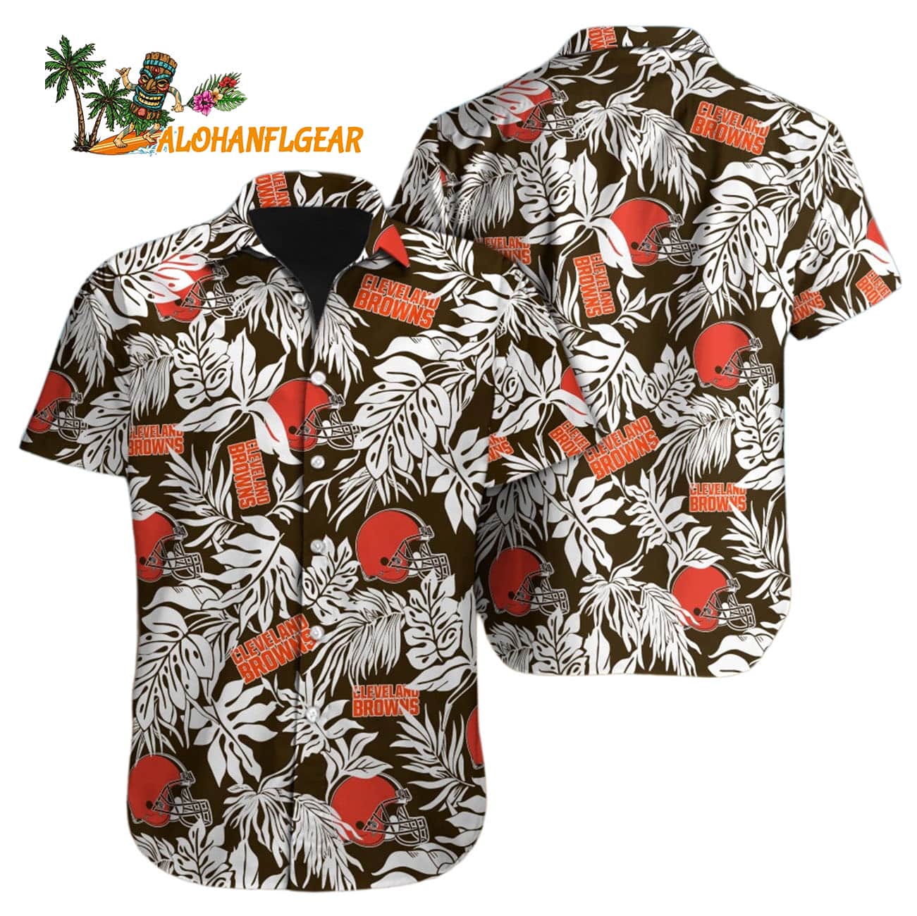 Cleveland Browns Tropical Leafs Design Hawaiian Shirt Cleveland Browns Tropical Leafs Design Hawaiian Shirt