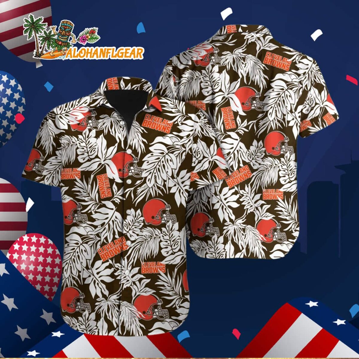 Cleveland Browns Tropical Leafs Design Hawaiian Shirt 2 Cleveland Browns Tropical Leafs Design Hawaiian Shirt 3