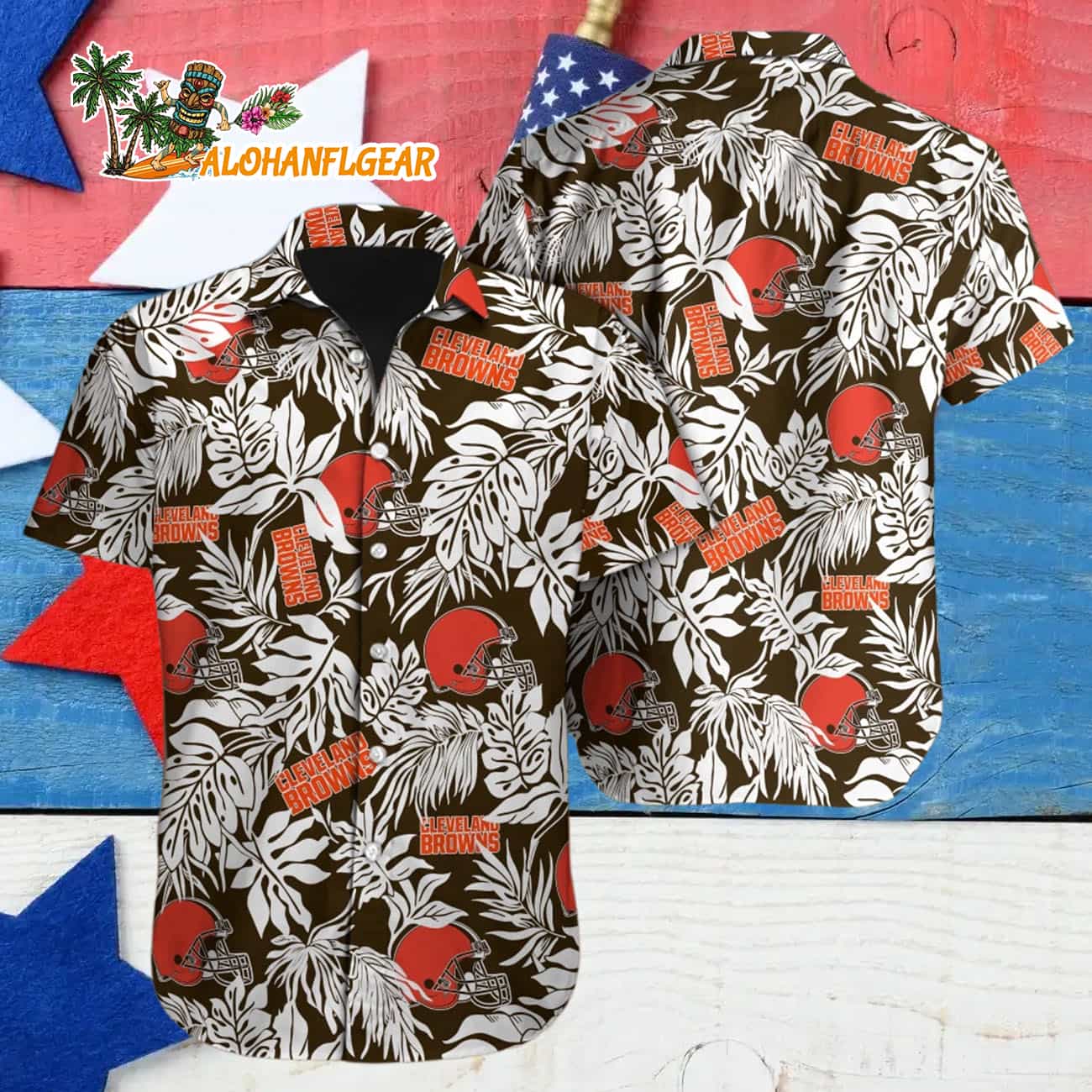 Cleveland Browns Tropical Leafs Design Hawaiian Shirt Cleveland Browns Tropical Leafs Design Hawaiian Shirt
