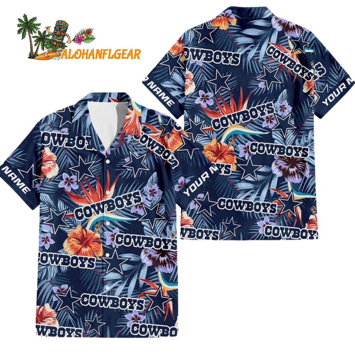 Dallas Cowboys Football Team Flower Summer Design Custom Name Hawaiian Shirt 1