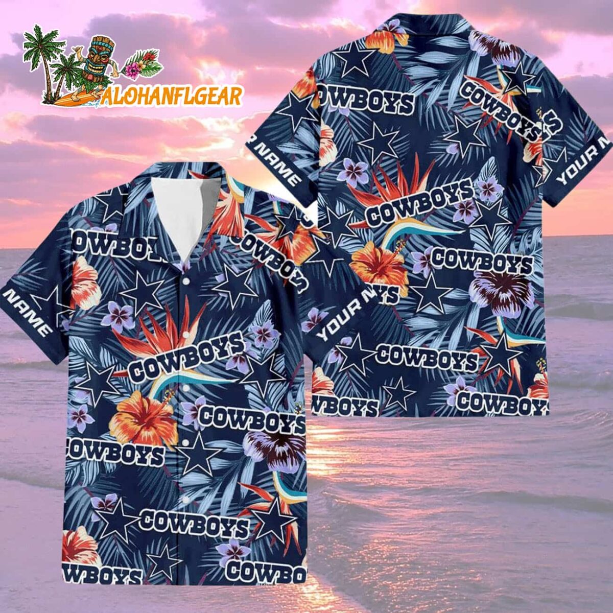 Dallas Cowboys Football Team Flower Summer Design Custom Name Hawaiian Shirt 1 Dallas Cowboys Football Team Flower Summer Design Custom Name Hawaiian Shirt 2